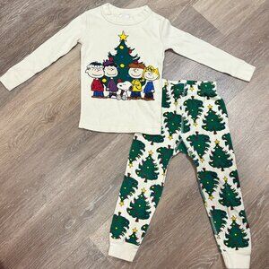 Hanna Anderson Peanuts Christmas Long John Pajamas 3T 90